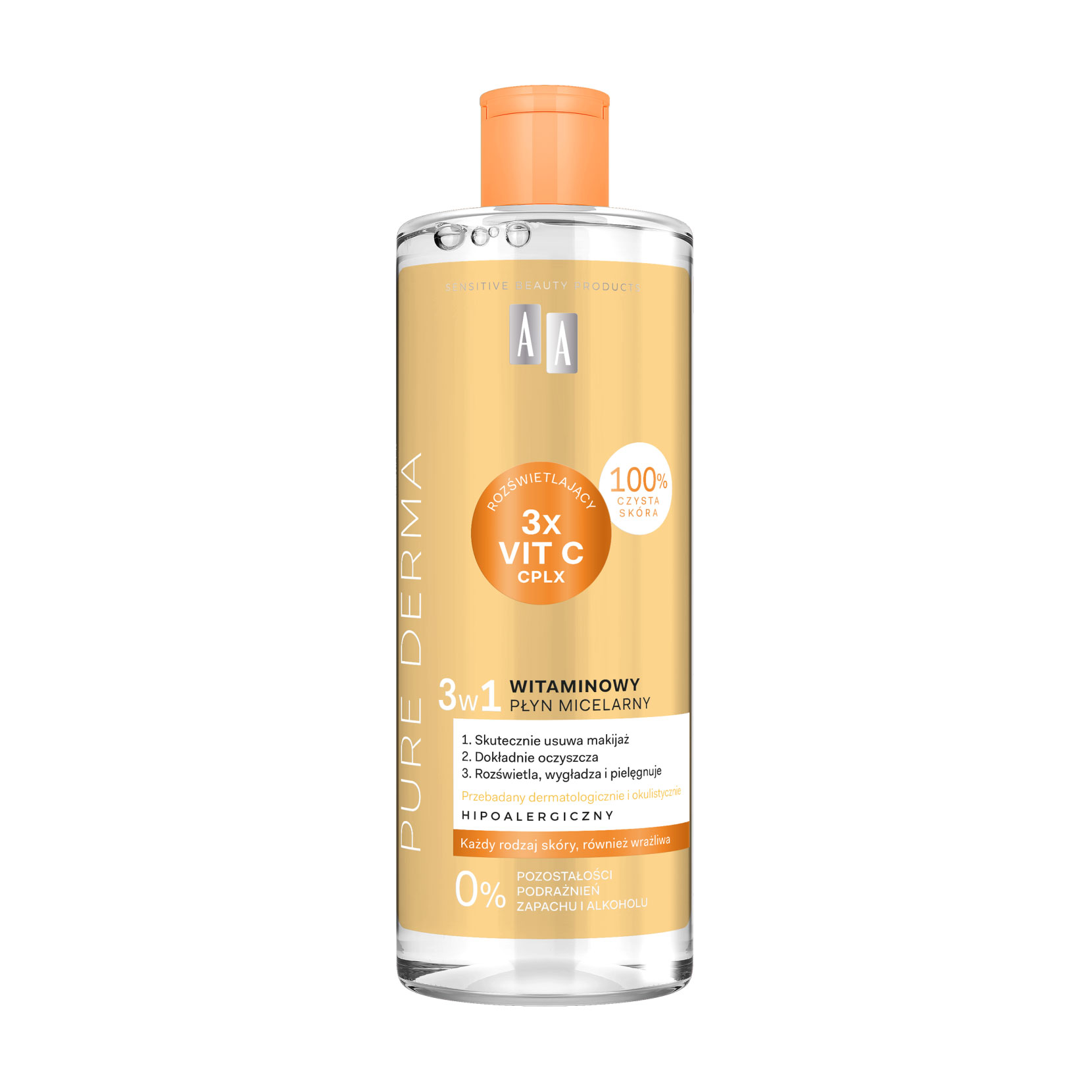Вітамінна міцелярна вода для обличчя 3 в 1 AA Pure Derma, 500 мл
